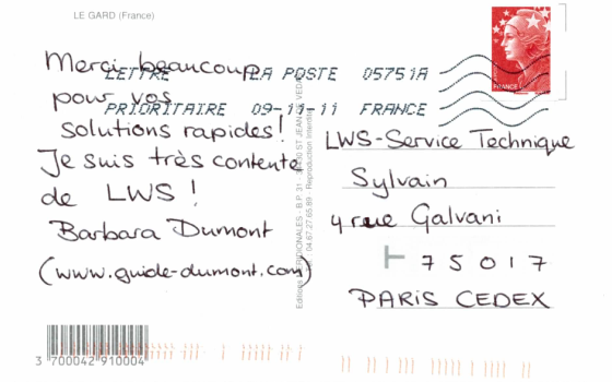 carte postale cliente nov2011 verso Divers