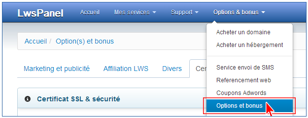 Certificats SSL   LWS