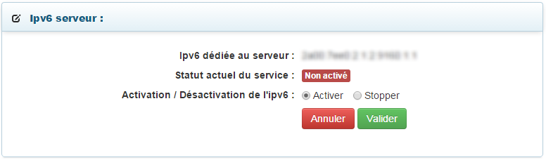 Activer IPV6 serveur dédié VPS
