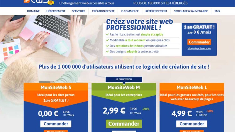 Page offres de création de site web MonSiteWeb