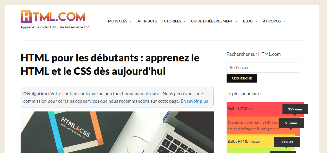 Html.com apprendre HTML, CSS et balises gratuitement