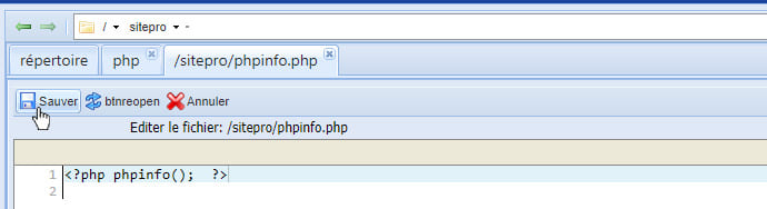 modificer fichier phpinfo