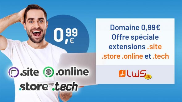 Domaine 0.99€ /an offre spéciale extension .site .store .online et .tech 2021 et 2022