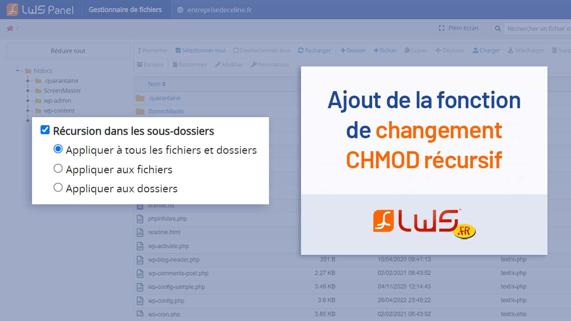 Ajout de la fonction de changement CHMOD récursif