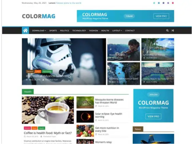 Thème WordPress gratuit ColorMag