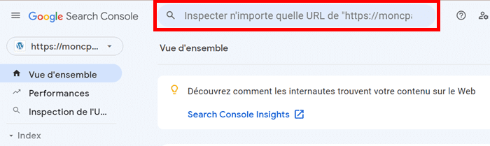 outil d'inspection d'URL/Search Console