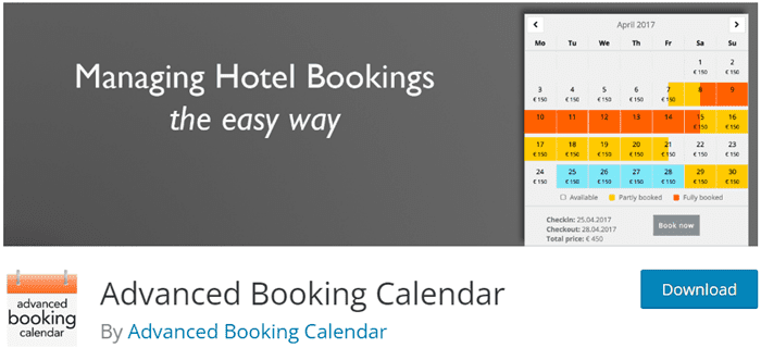 plugins de calendrier pour WordPress : Advanced Booking Calender