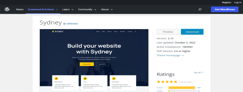 Sydney thème WordPress rapide