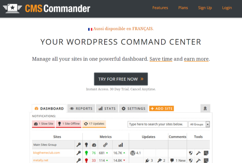 CMS Commander, outil WordPress pour gérer plusieurs sites