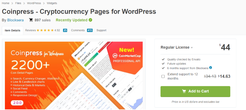 CoinPress, thème WordPress de crypto-monnaie
