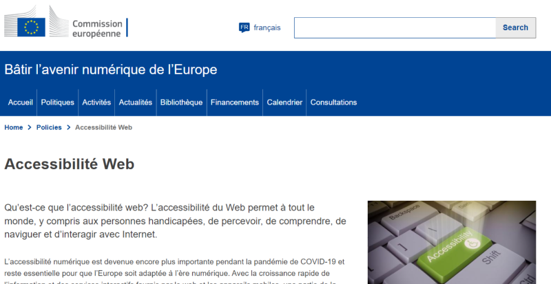 directive sur l'accessibilité Web dans l'union européenne