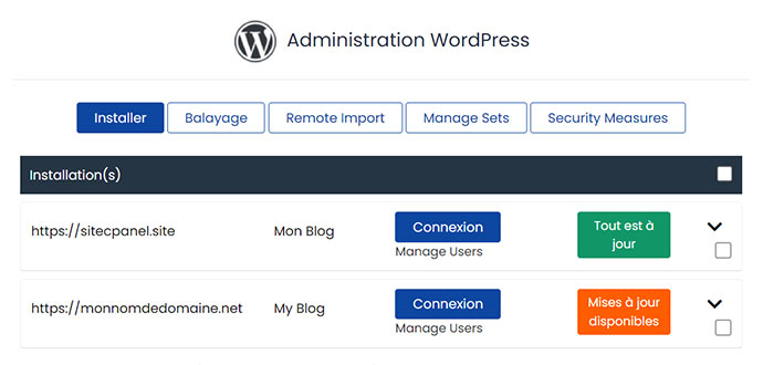 cpanel wordpress manager Divers