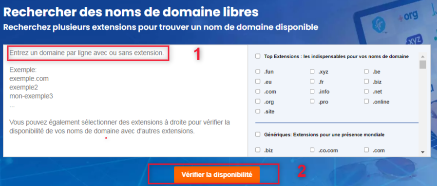 Vérifier la disponibilité de votre nom de domaine
