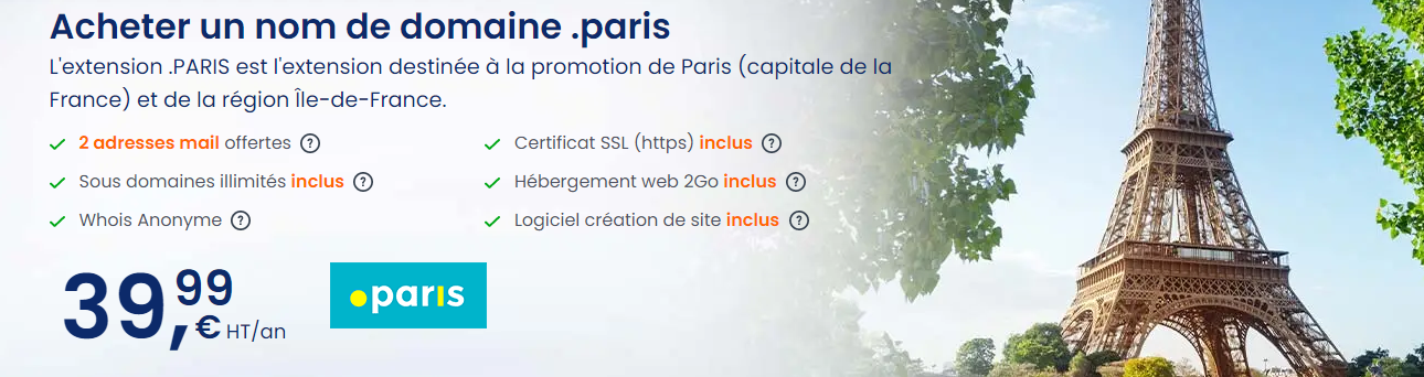 Acheter un nom de domaine .paris chez LWS