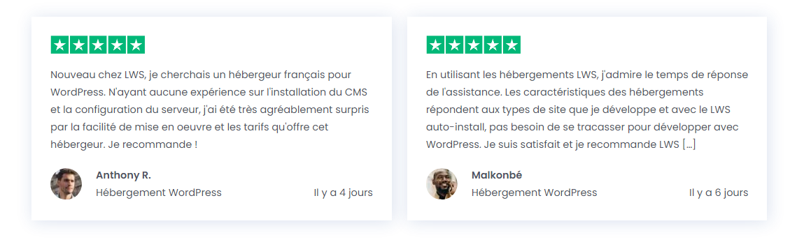 Retour client Retour client au sujet de l'hébergement WordPerss et du service client LWS