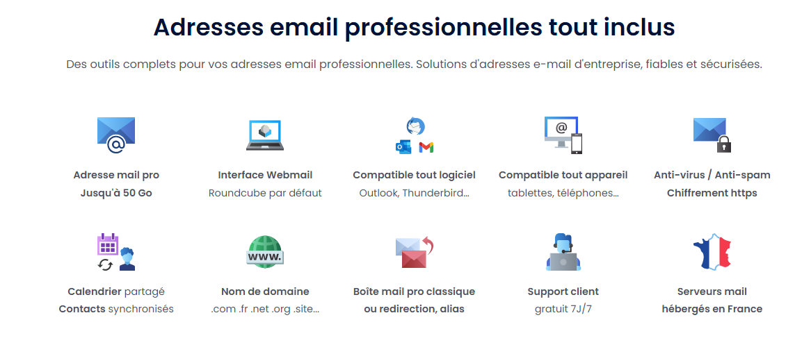 Service hébergement mail tout inclus LWS