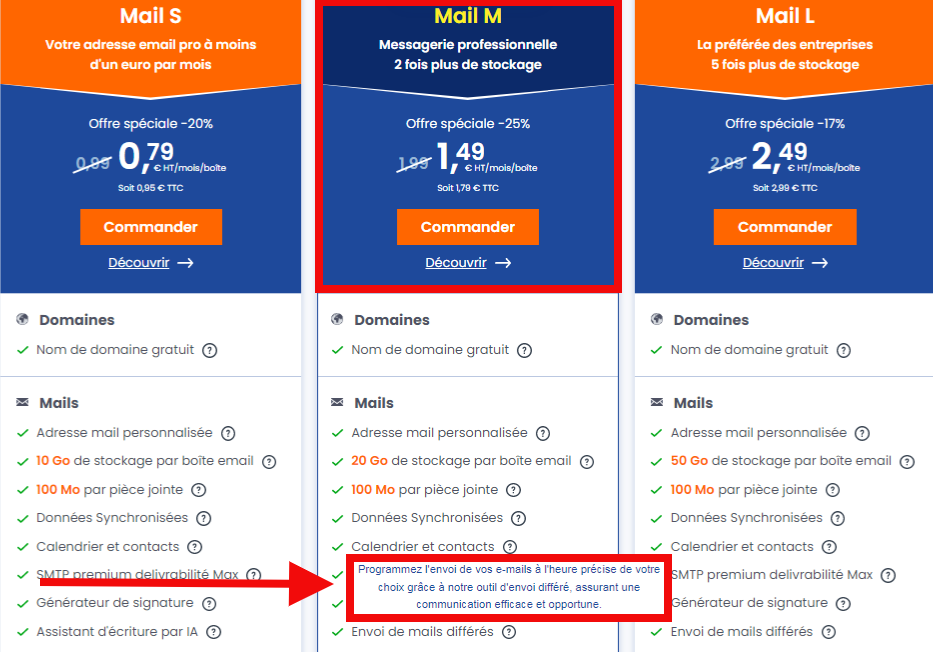 Messagerie professionnelle Mail M avec envoi différé Messagerie professionnelle Mail M avec envoi différé