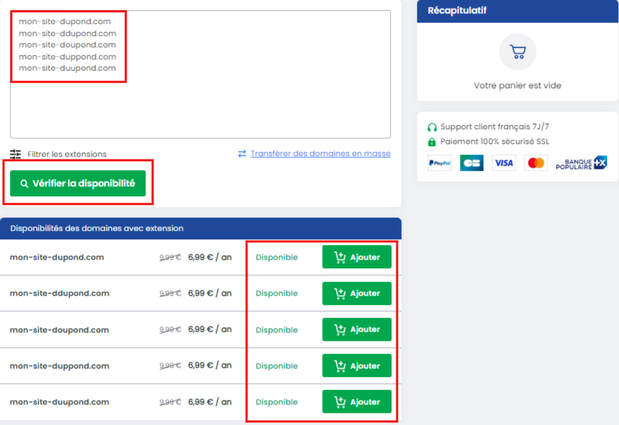 Prévention contre le typosquattage : vérification et enregistrement des noms de domaines avec faute d'orthographe