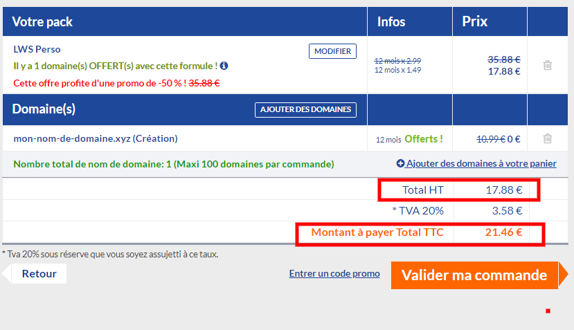 L’économie réalisée en combinant le nom de domaine .xyz à un hébergement web LWS