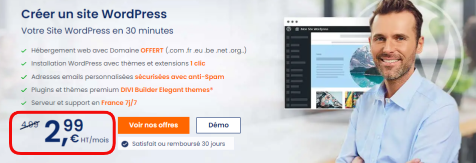 Le prix d'un site internet WordPress chez LWS