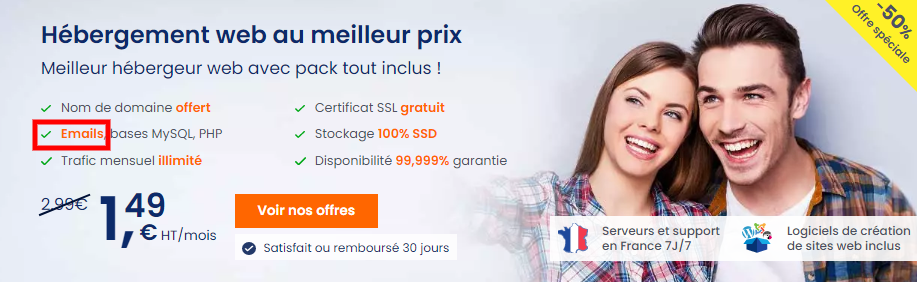 Notre hébergement web inclus un service mail avec la fonctionnalité alias Notre hébergement web inclus un service mail avec la fonctionnalité alias