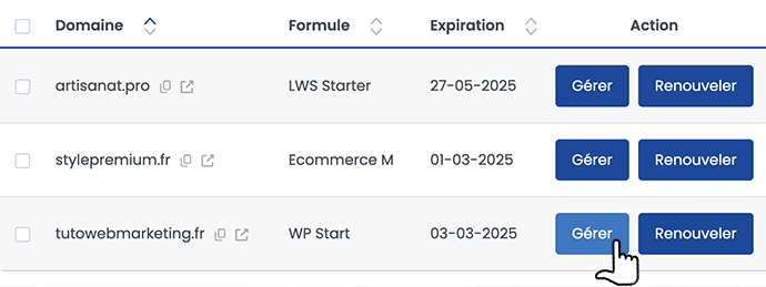 Gérer ses formules LWS