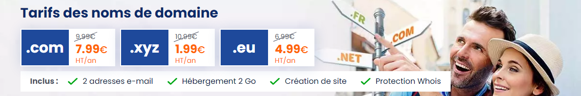 Aperçu des tarifs de nos noms de domaine Aperçu des tarifs de nos noms de domaine