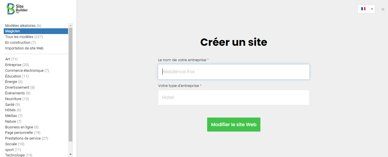 Création de site avec IA le Magicien IA de SiteBuilder PRO