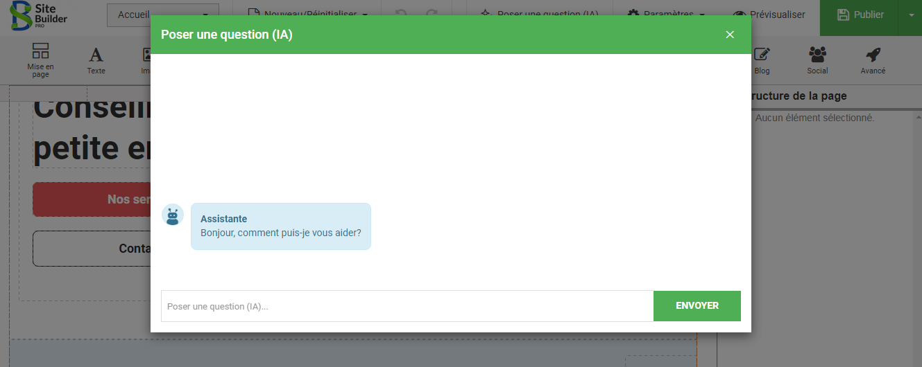 Création de site avec IA : posez une question (IA)