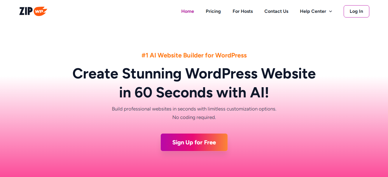 Création de site web avec IA ZIPWP