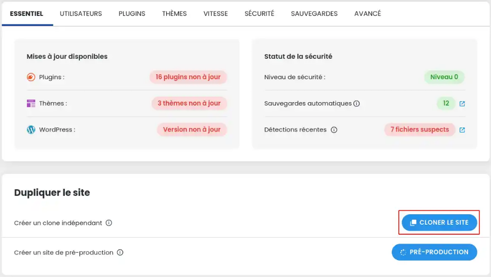 Dupliquer un site WordPress avec WP Manager Dupliquer un site WordPress avec WP Manager