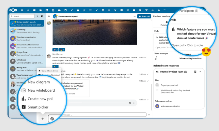Nouvelles fonctionnalités de Nextcloud Talk