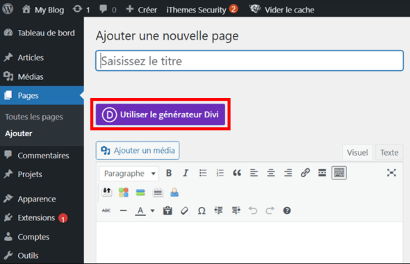 Utiliser le générateur Divi