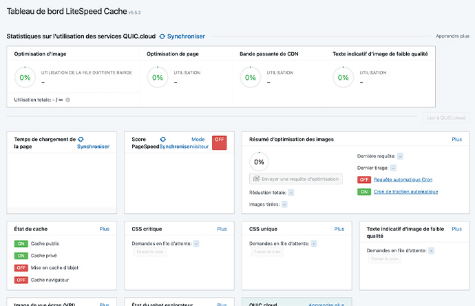 Interface de Litespeed cache Interface de Litespeed cache