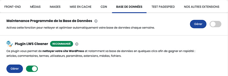 Maintenance programmée de la base de données sur LWS Optimize