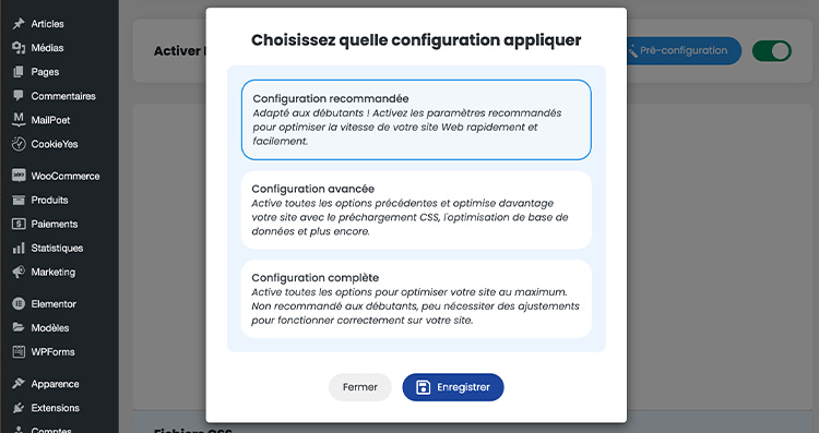 Configuration automatique LWS Optimize Configuration automatique LWS Optimize