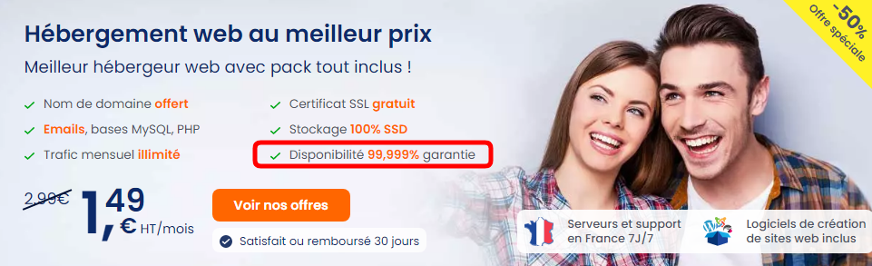 Disponibilité site web 99,999% avec l’hébergement web LWS