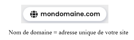 Nom de domaine = adresse unique de votre site Nom de domaine = adresse unique de votre site