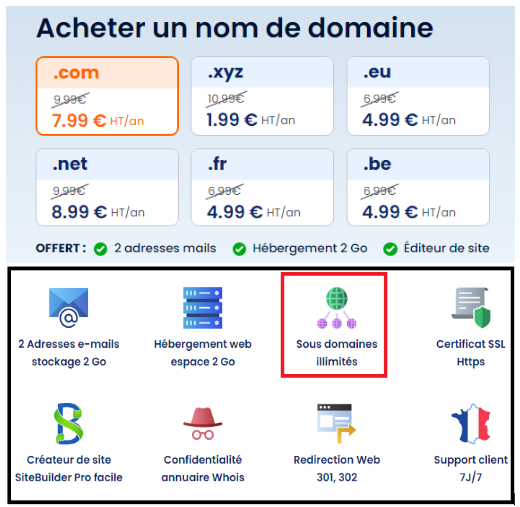 Obtenez votre nom de domaine et sous domaine avec LWS Obtenez votre nom de domaine et sous domaine avec LWS