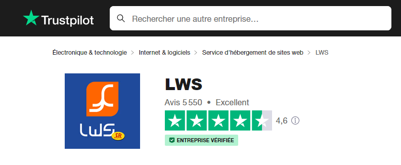 Avis LWS sur trustpilot