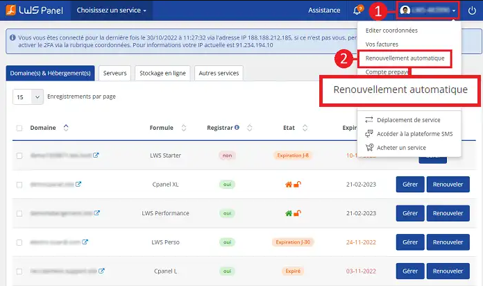 Renouvellement automatique de votre NDD chez LWS