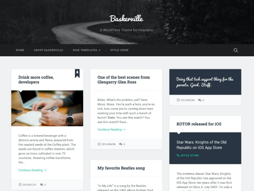 Thème WordPress gratuit : Baskerville 2