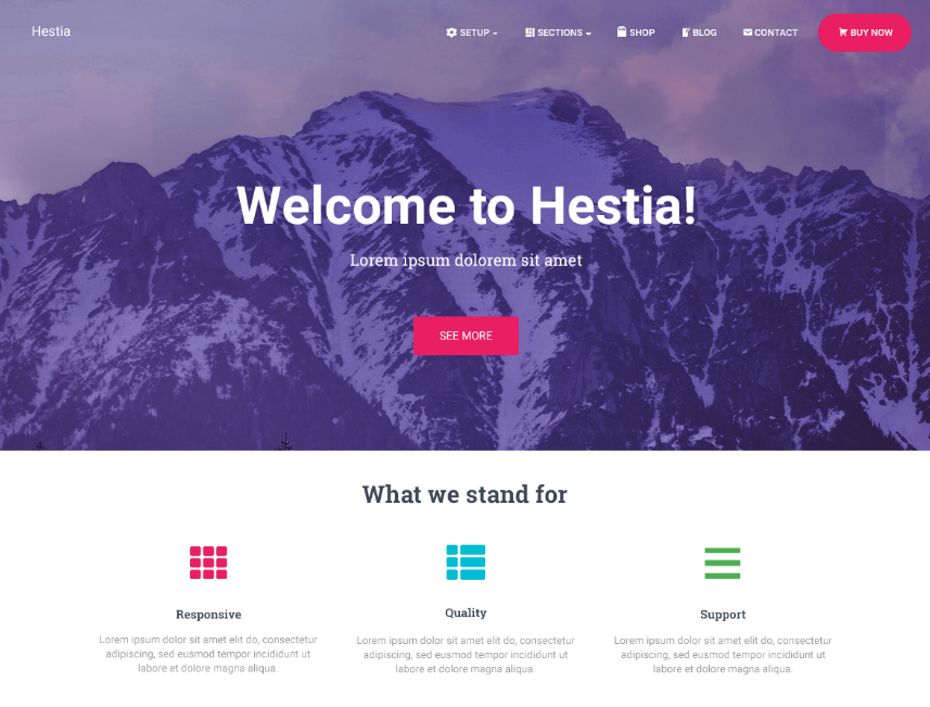 Thème WordPress gratuit : Hestia