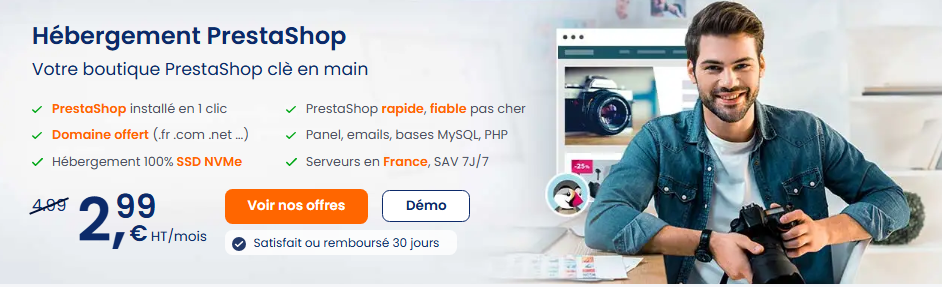 Notre hébergement Prestashop pour créer une boutique en ligne