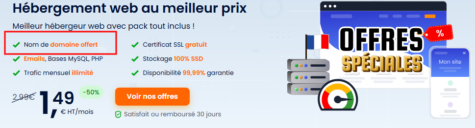 Obtenez une extension de nom de domaine gratuite lors de la commande d’un hébergement web