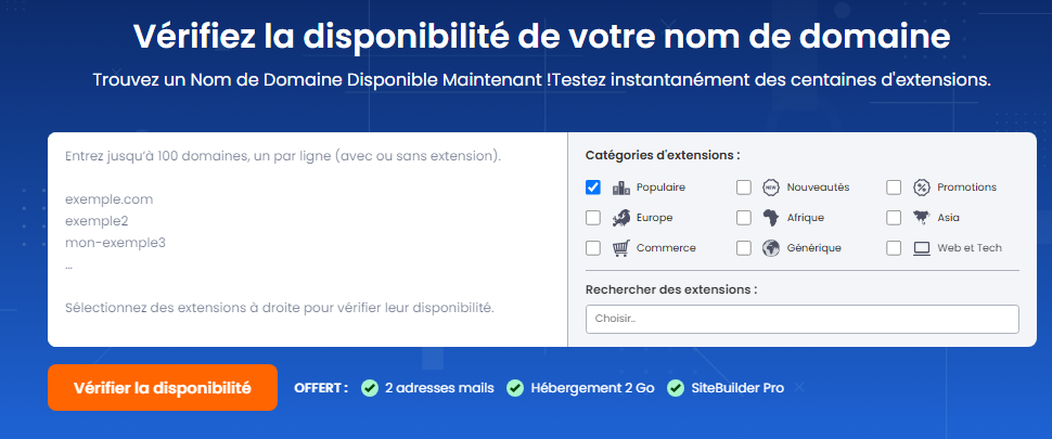 Vérifier la disponibilité d'un nom de domaine, voire de plusieurs noms de domaine