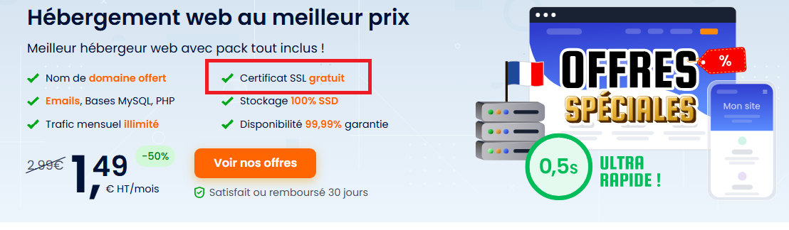 Obtenez un certificat SSL gratuit en commandant un hébergement web chez LWS