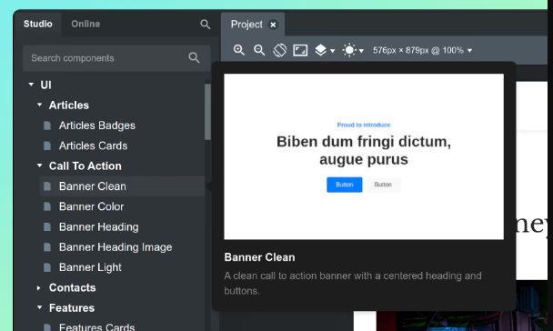 Bootstrap Studio - Bibliothèques de composants