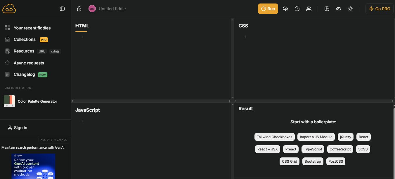 JSFiddle – un des meilleurs éditeurs HTML CSS JS en ligne JSFiddle – un des meilleurs éditeurs HTML-CSS-JS en ligne