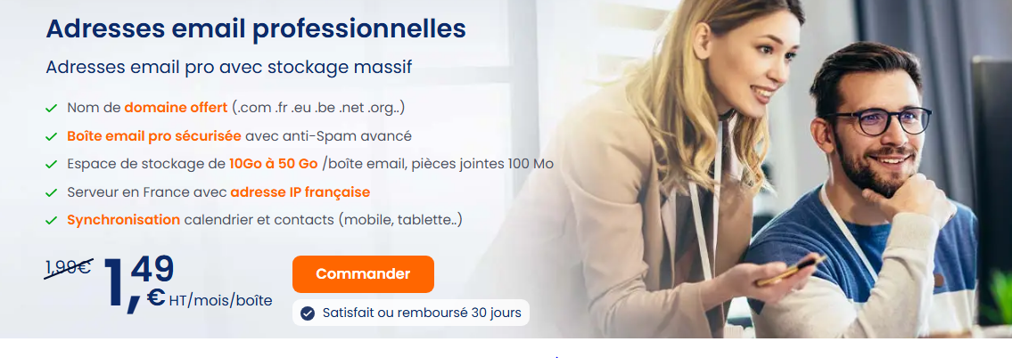 Bénéficiez gratuitement de notre outil mail IA en souscrivant à une offre d’adresse mail professionnelle